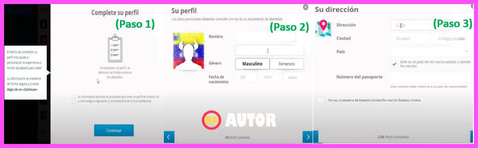 formulario de perfil etoro