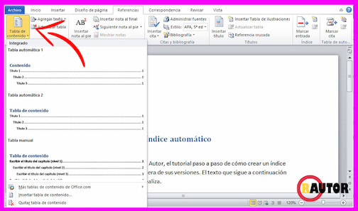 🥇🥇 CÓMO HACER UN ÍNDICE AUTOMÁTICO EN WORD