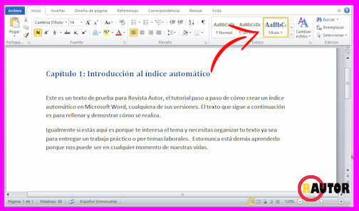 como hacer un indice en word 2013