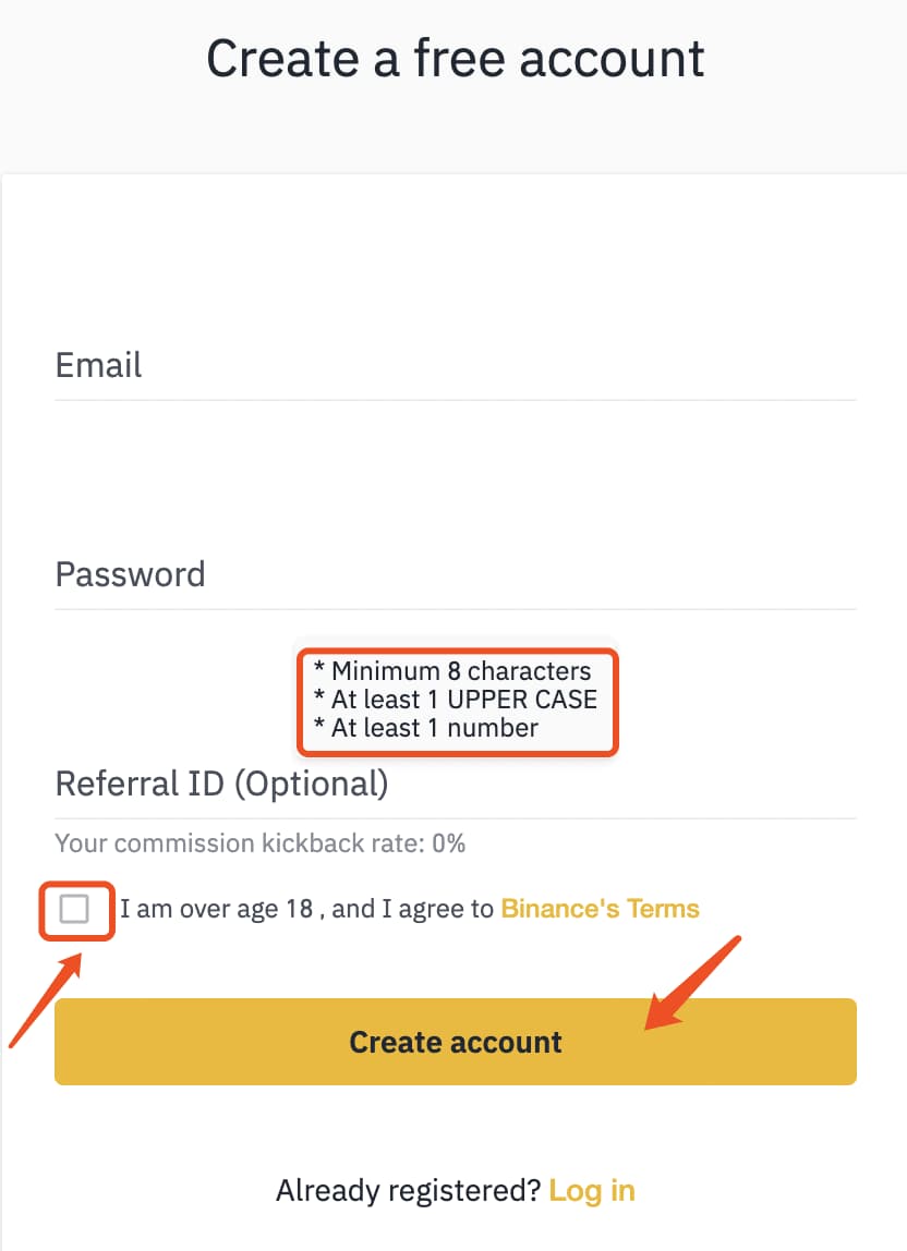 registrar binance con correo electronico