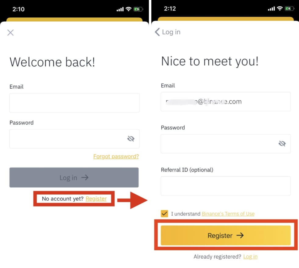 binance app registrarse gratis
