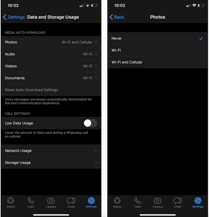 desactivar el guardado de fotos automaticas en whatsapp