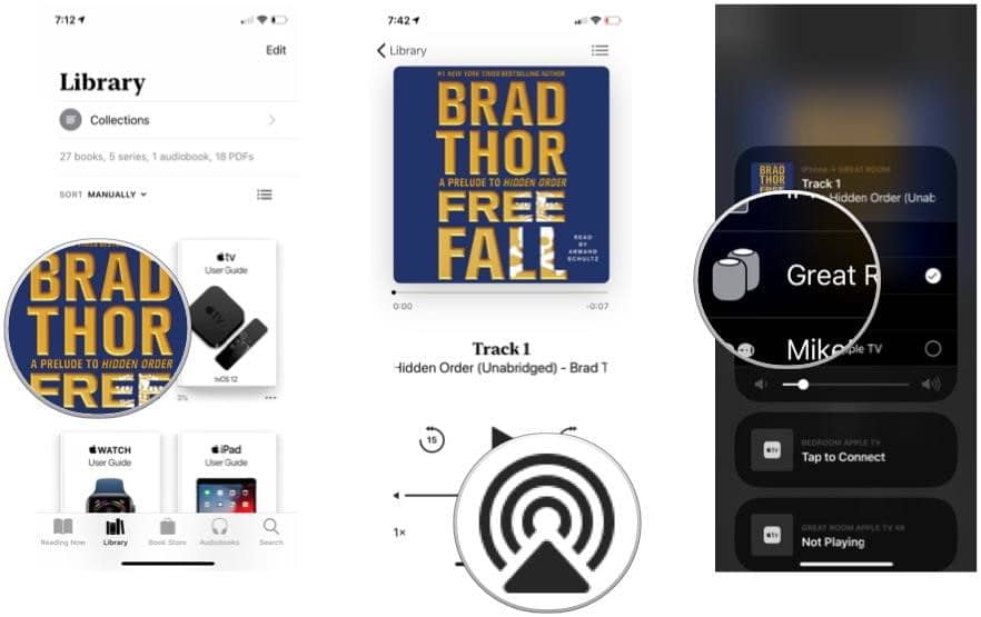 cambiar la salida de audio de los audiolibros