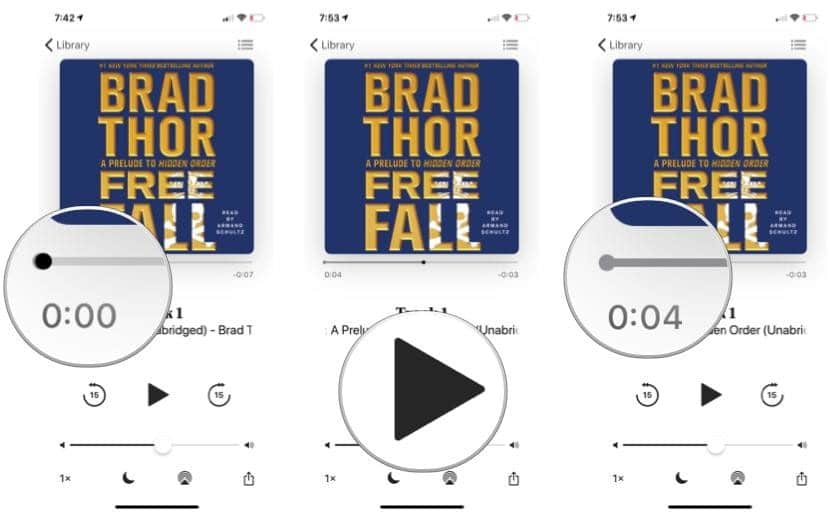 como escuchar un momento en concreto de un audiolibro