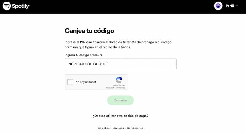 Cómo pagar Spotify con tarjeta de regalo